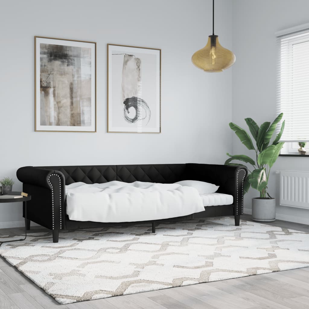 daybed 90x200 cm kunstlæder sort