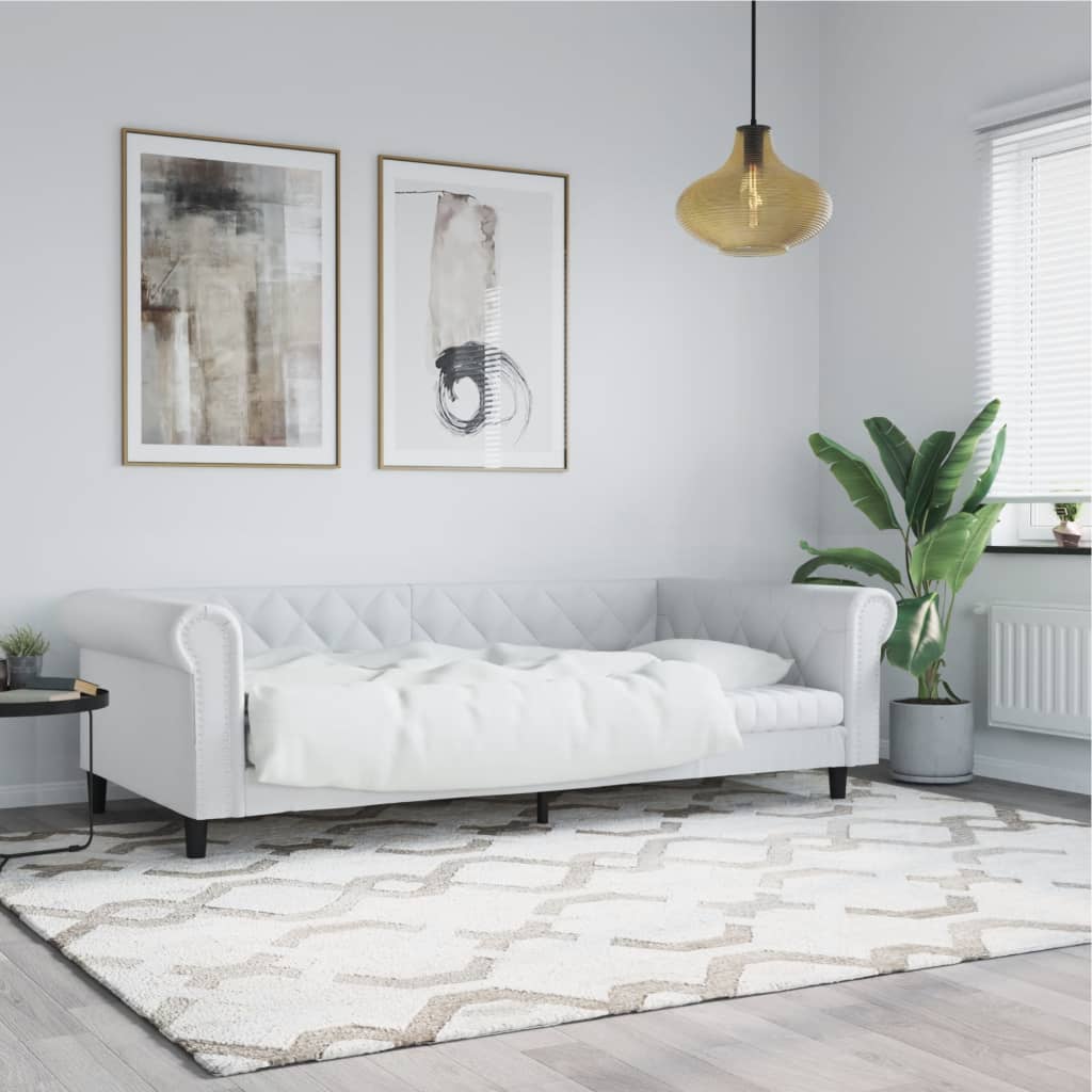 daybed 90x200 cm kunstlæder hvid