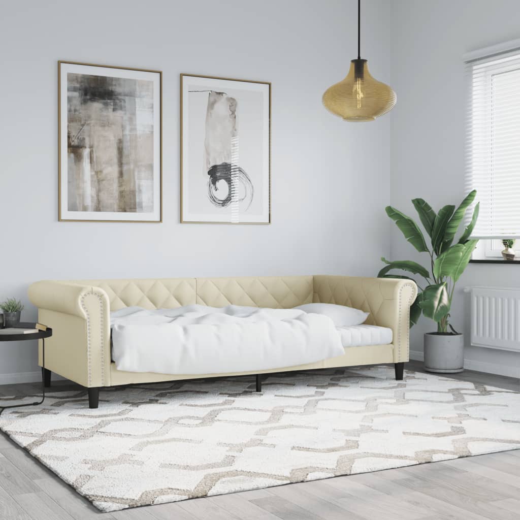 daybed 90x200 cm kunstlæder cremefarvet