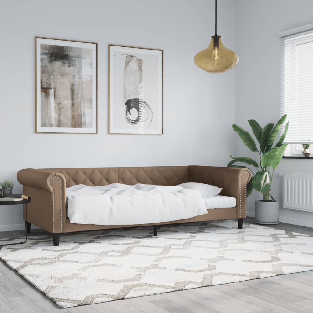 daybed 90x200 cm kunstlæder cappuccinofarvet