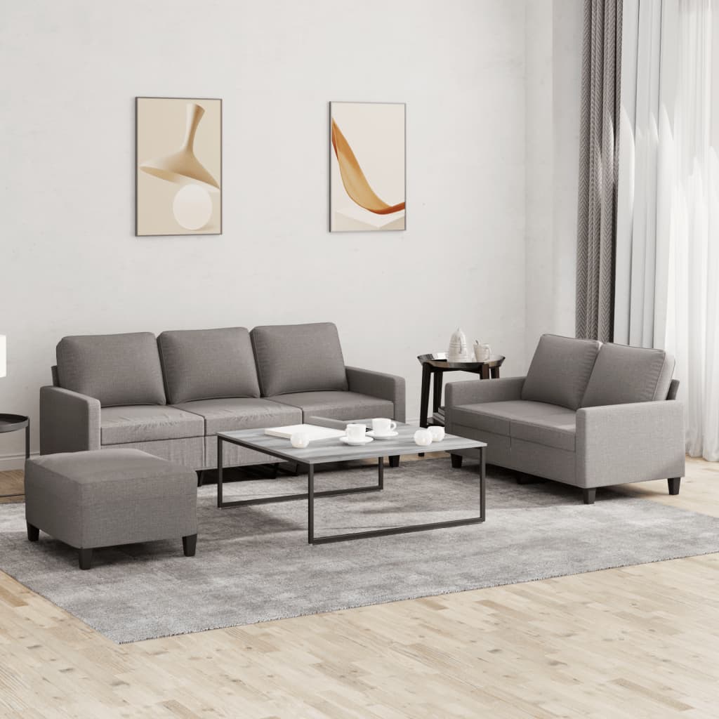 sofasæt 3 dele med hynder stof gråbrun