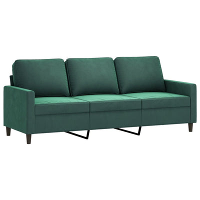 sofasæt 3 dele med hynder velour mørkegrøn