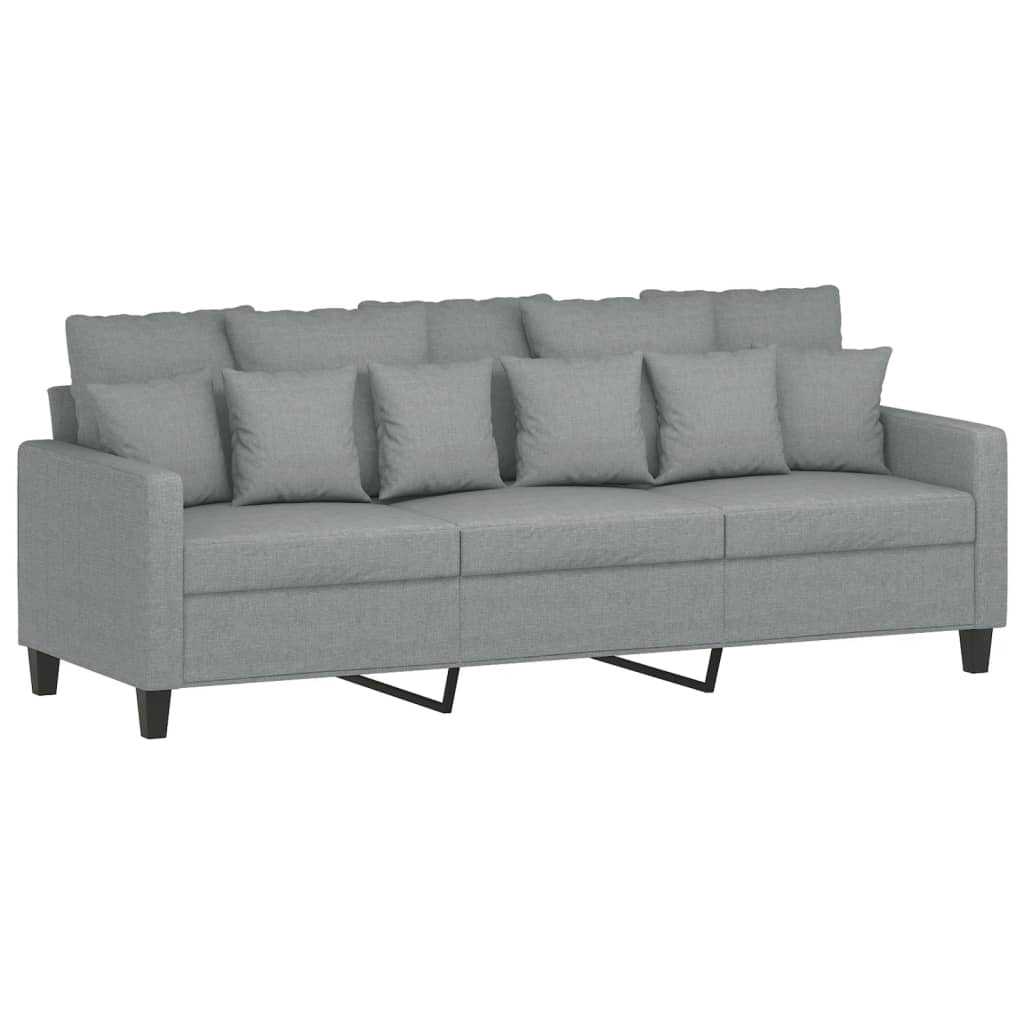 sofasæt 3 dele med hynder stof lysegrå
