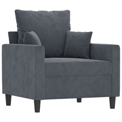 sofasæt 3 dele med hynder velour mørkegrå
