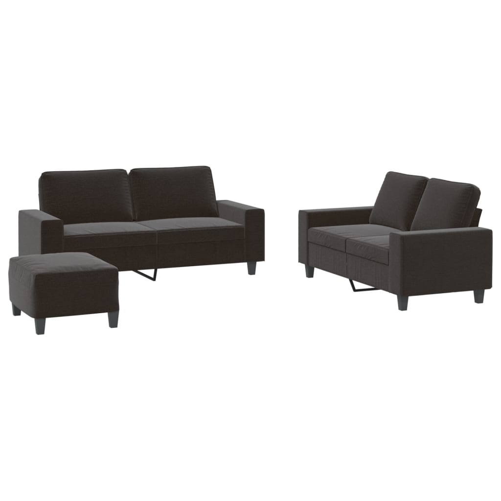 sofasæt 3 dele stof sort