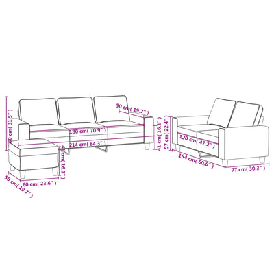 sofasæt 3 dele stof sort