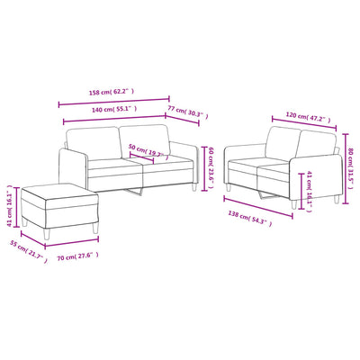 sofasæt 3 dele velour lysegrå