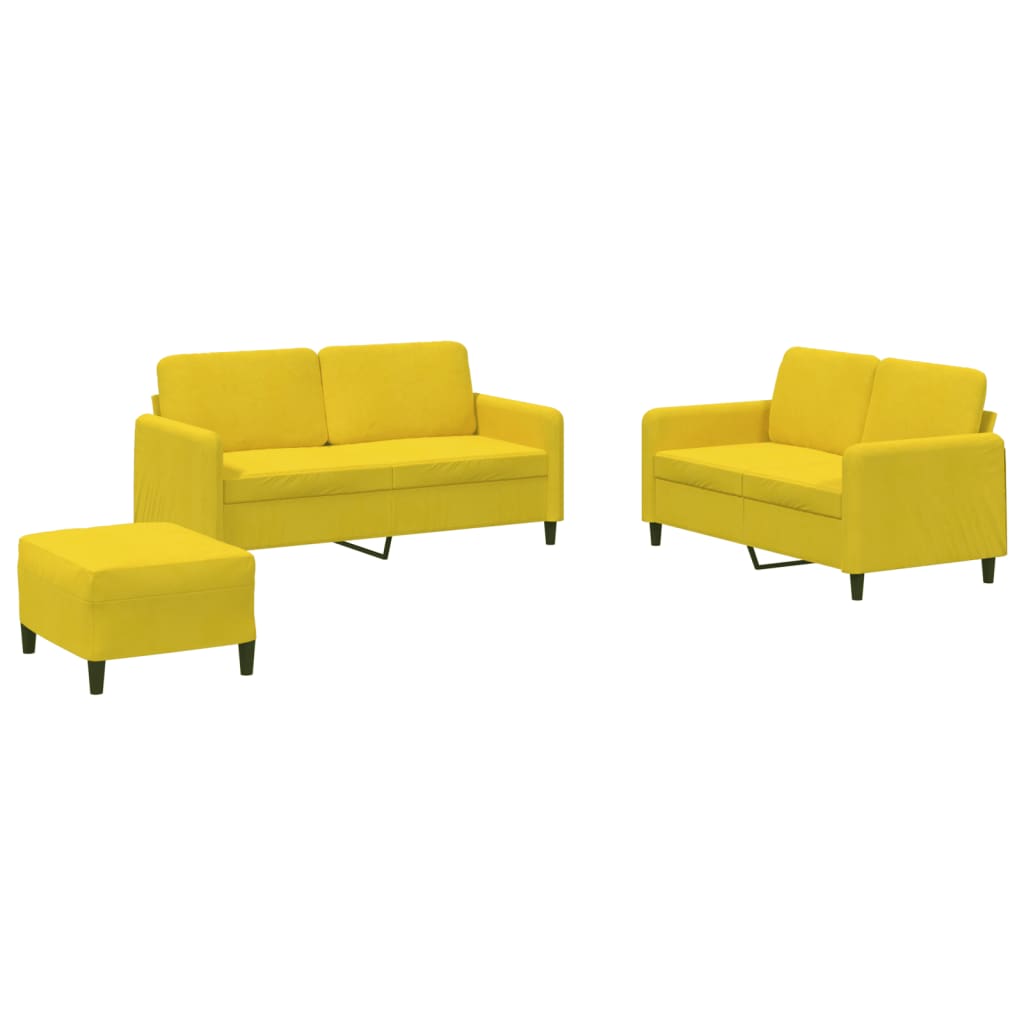 sofasæt 3 dele velour gul