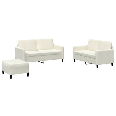 sofasæt 3 dele velour cremefarvet