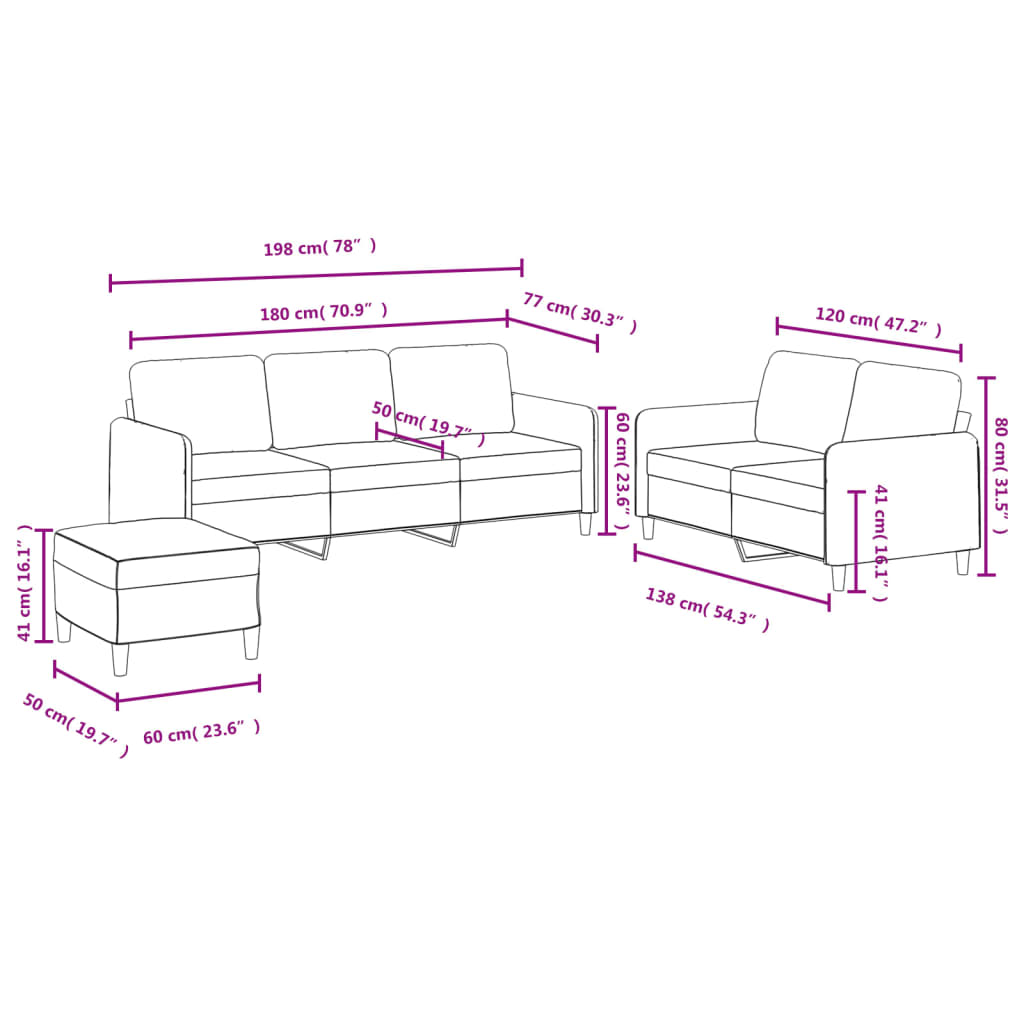 sofasæt 3 dele velour mørkegrøn