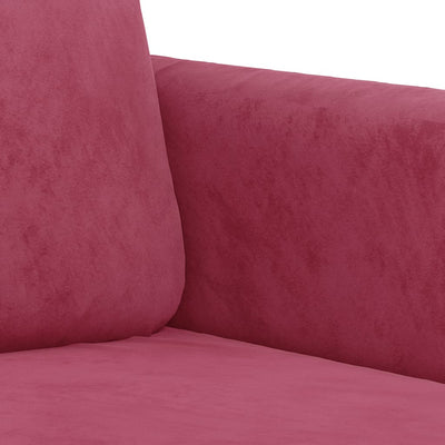 sofasæt 3 dele velour vinrød