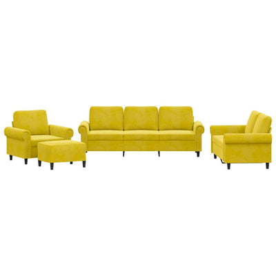sofasæt 4 dele med hynder velour gul