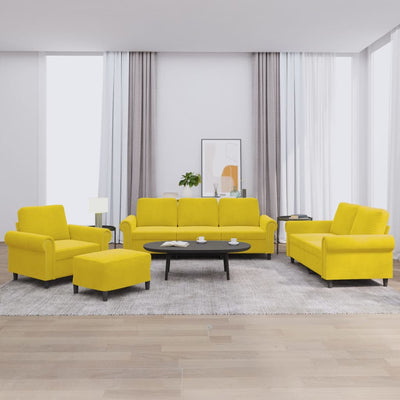 sofasæt 4 dele med hynder velour gul
