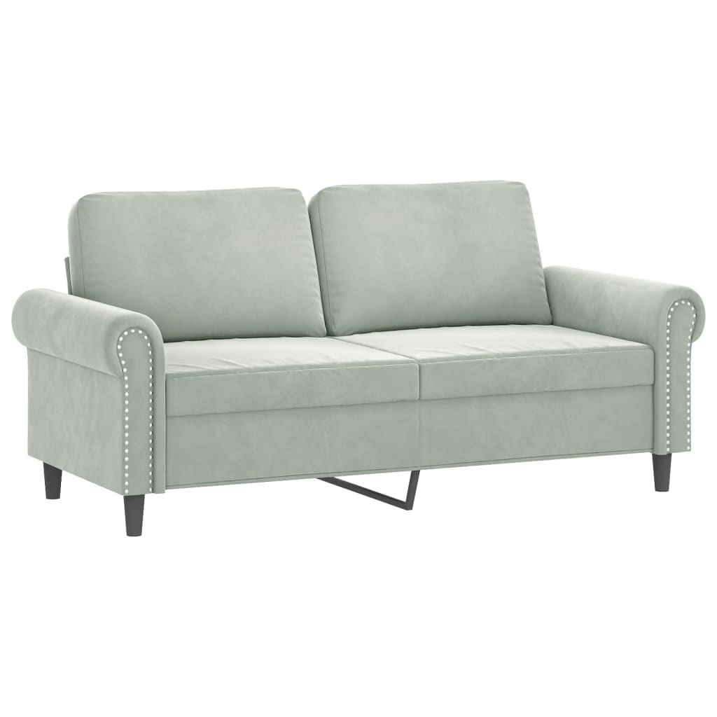 sofasæt 3 dele med hynder velour lysegrå