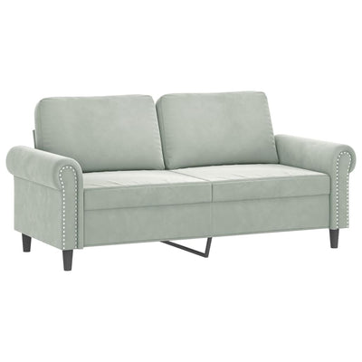 sofasæt 3 dele med hynder velour lysegrå