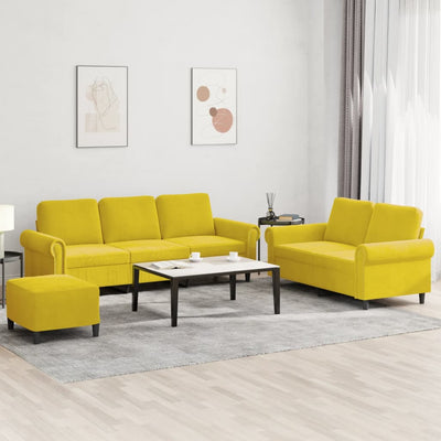sofasæt 3 dele med hynder velour gul