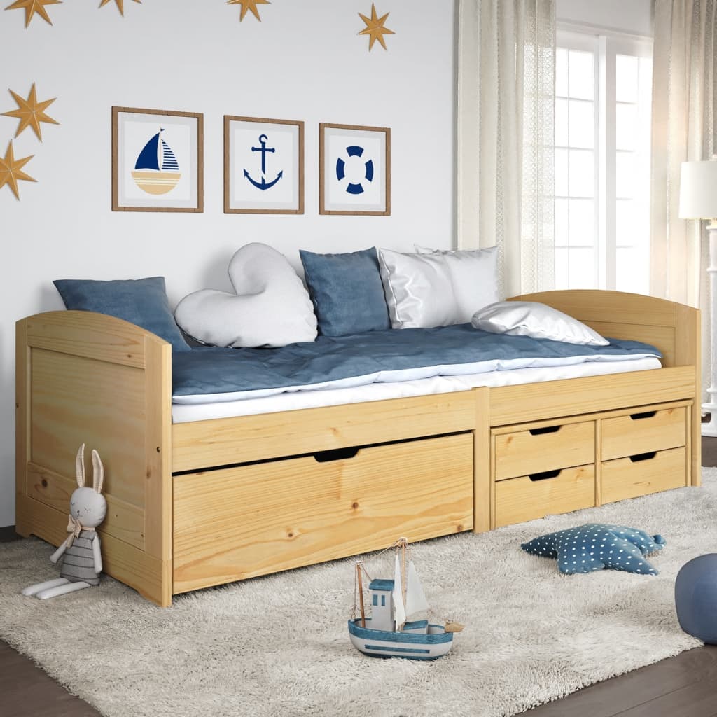 daybed med fem skuffer IRUN 90x200 cm massivt fyrretræ