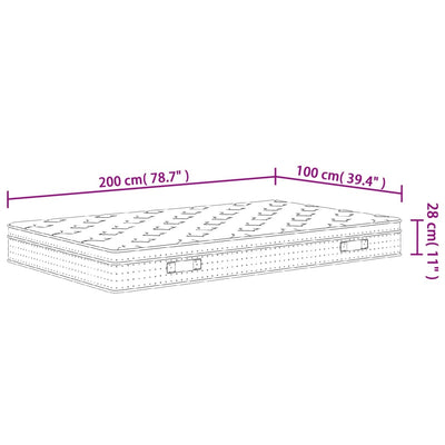 springmadras med pocketfjedre 100x200 cm medium