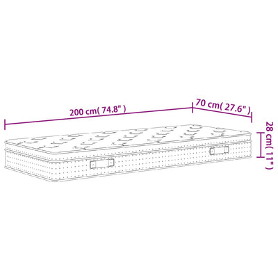 springmadras med pocketfjedre 70x200 cm medium fast