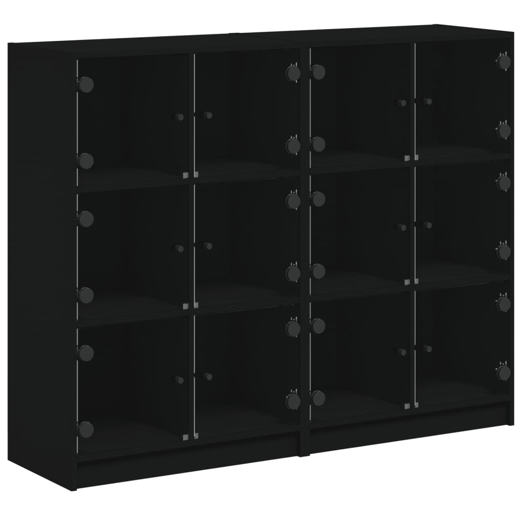 bogreol med låger 136x37x109 cm konstrueret træ sort