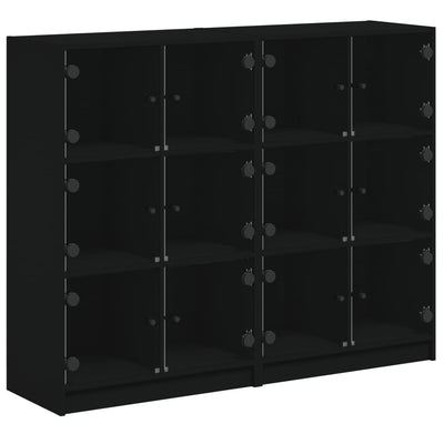 bogreol med låger 136x37x109 cm konstrueret træ sort