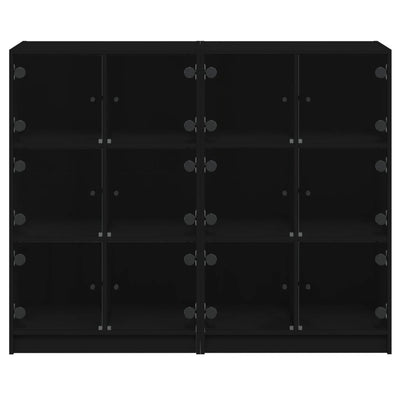 bogreol med låger 136x37x109 cm konstrueret træ sort