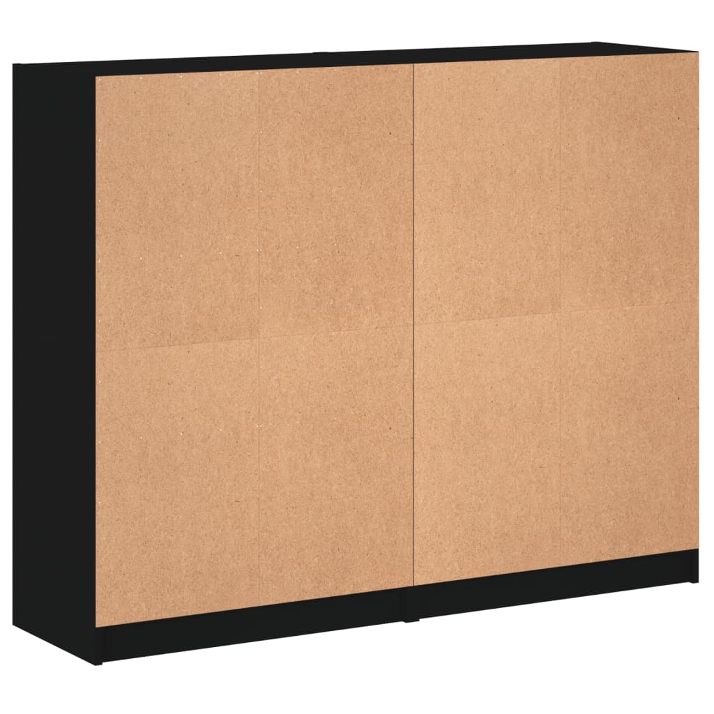 bogreol med låger 136x37x109 cm konstrueret træ sort