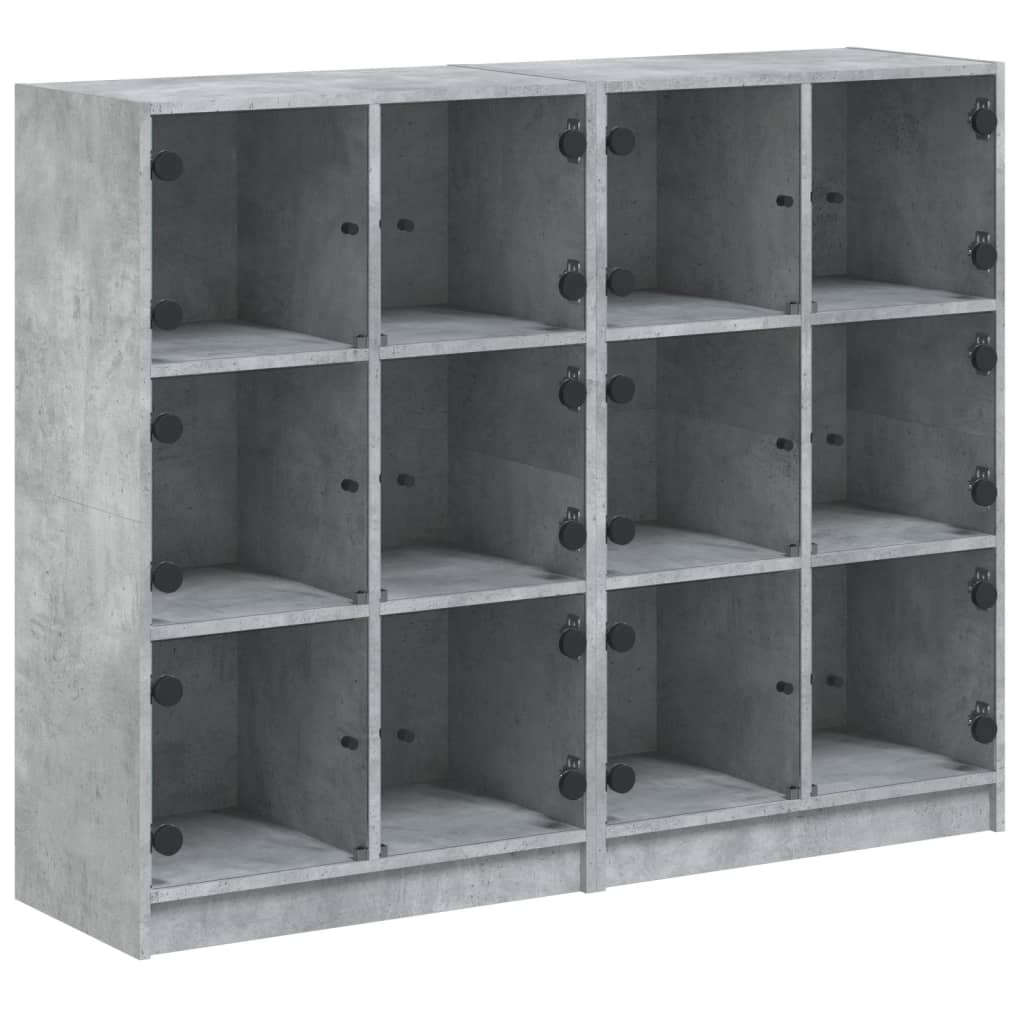 bogreol med låger 136x37x109 cm konstrueret træ betongrå