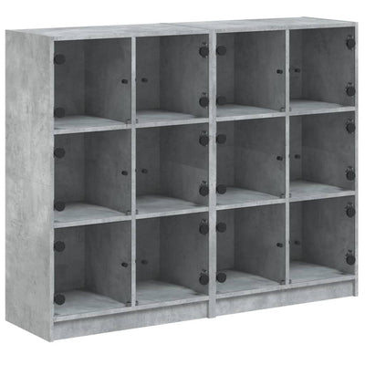 bogreol med låger 136x37x109 cm konstrueret træ betongrå