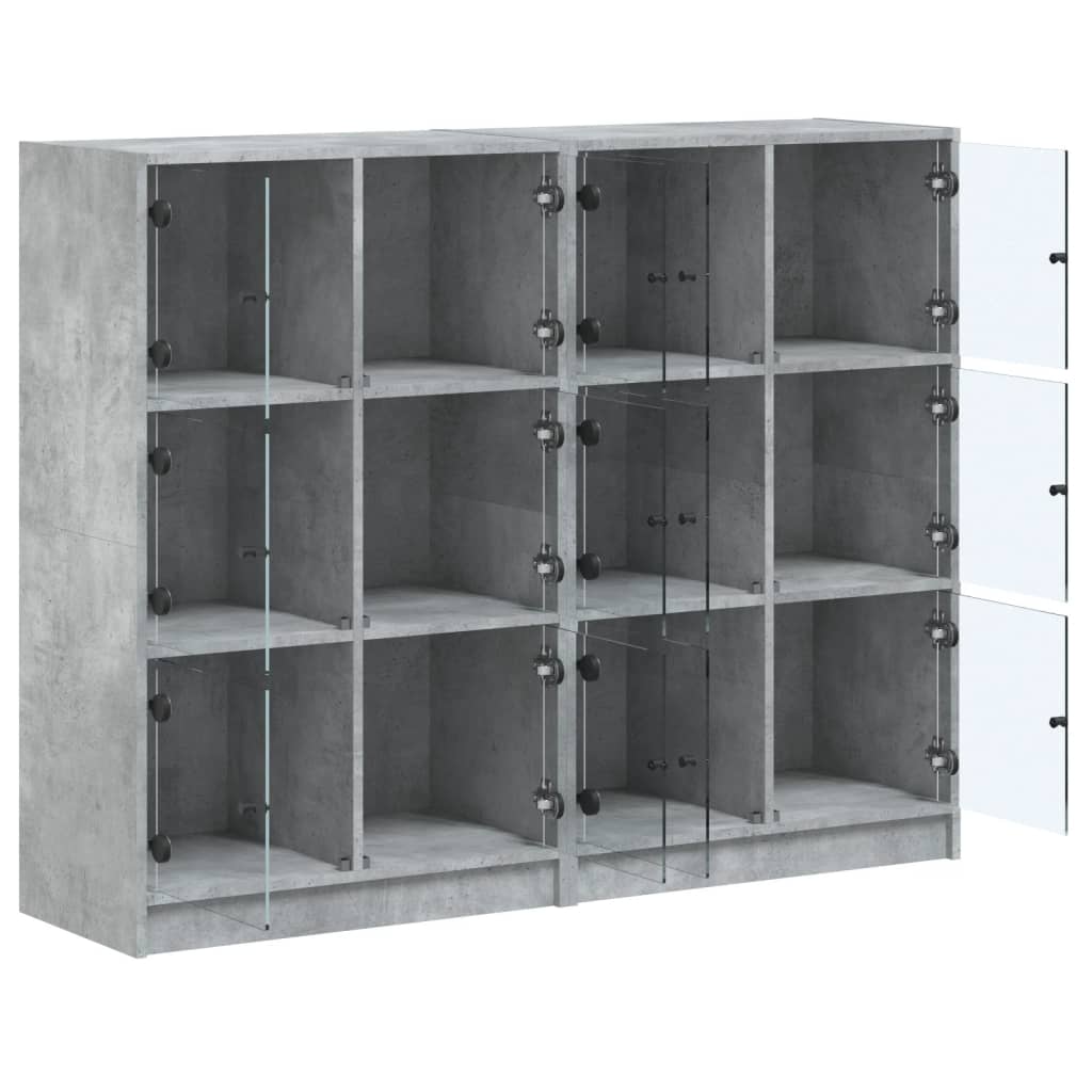bogreol med låger 136x37x109 cm konstrueret træ betongrå