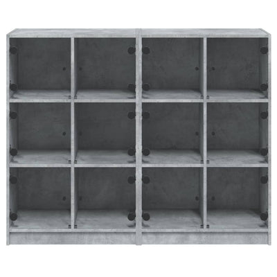 bogreol med låger 136x37x109 cm konstrueret træ betongrå