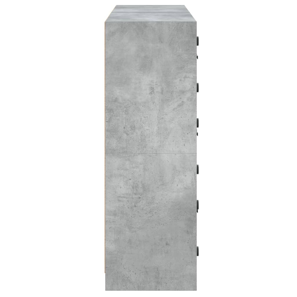 bogreol med låger 136x37x109 cm konstrueret træ betongrå