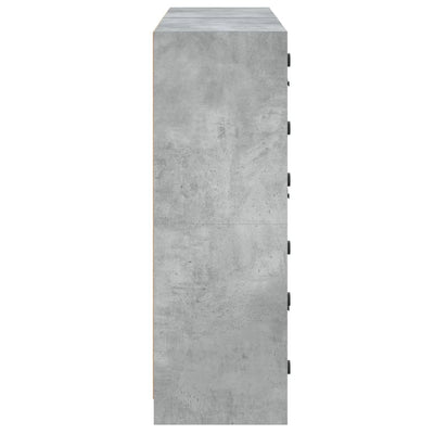 bogreol med låger 136x37x109 cm konstrueret træ betongrå