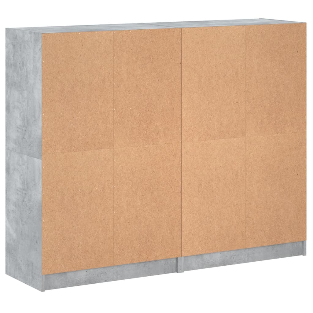 bogreol med låger 136x37x109 cm konstrueret træ betongrå
