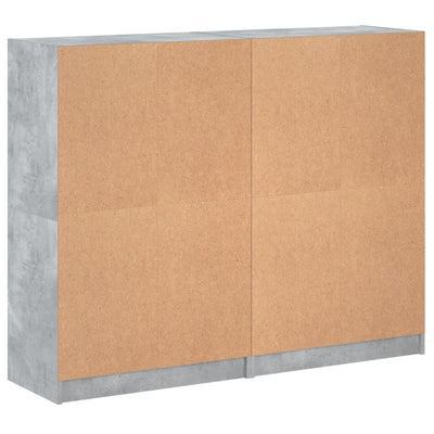 bogreol med låger 136x37x109 cm konstrueret træ betongrå