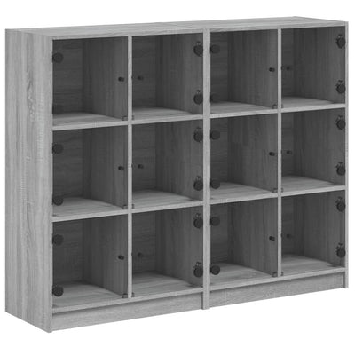 bogreol med låger 136x37x109 cm konstrueret træ grå sonoma