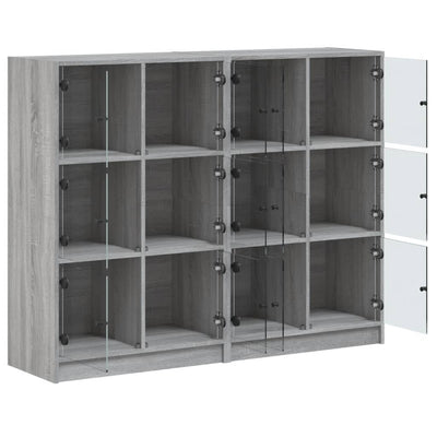 bogreol med låger 136x37x109 cm konstrueret træ grå sonoma