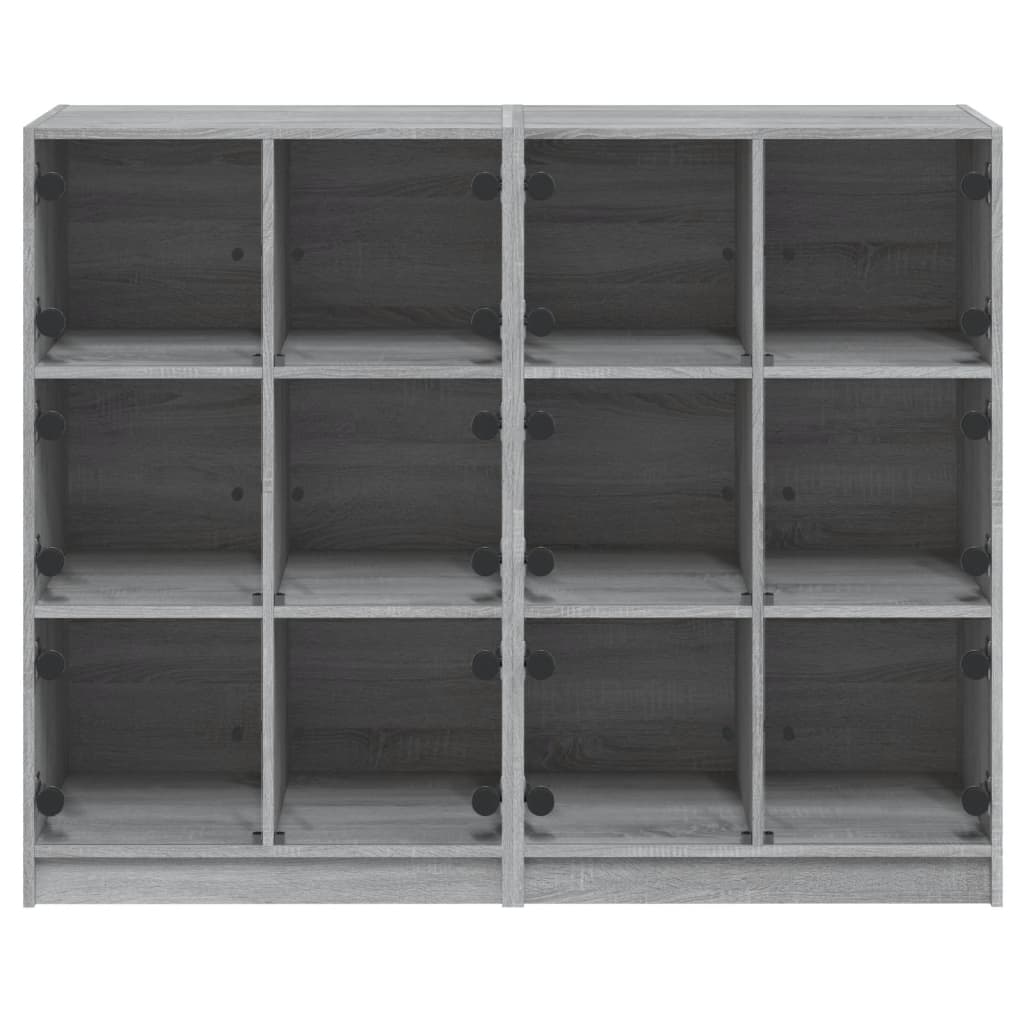 bogreol med låger 136x37x109 cm konstrueret træ grå sonoma