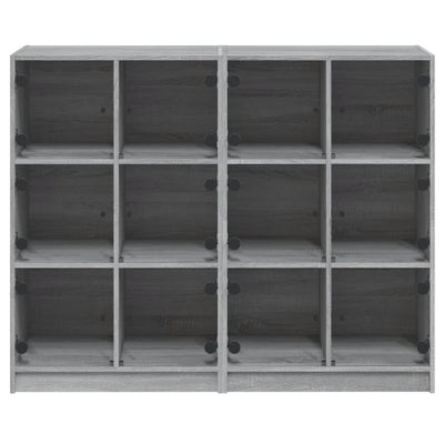 bogreol med låger 136x37x109 cm konstrueret træ grå sonoma
