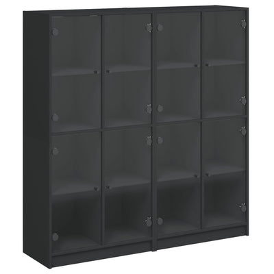 bogreol med låger 136x37x142 cm konstrueret træ sort