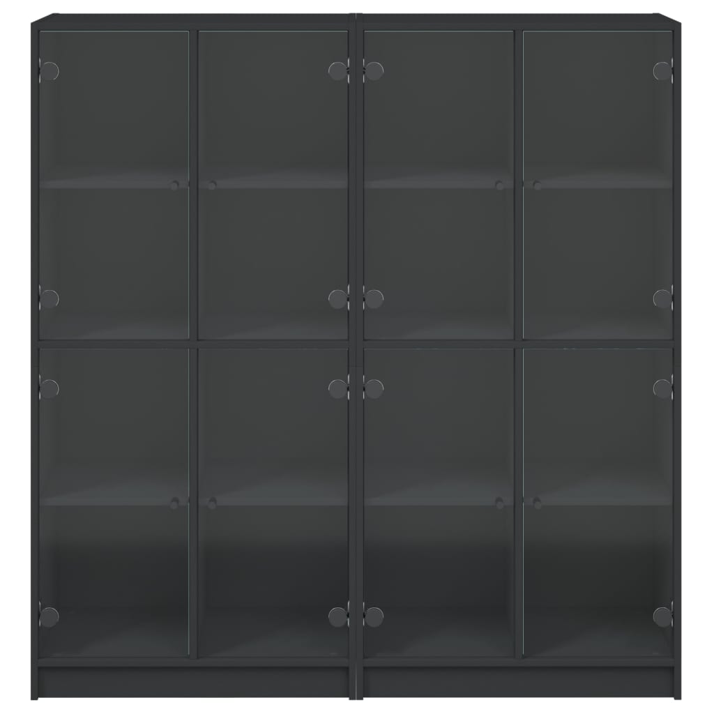 bogreol med låger 136x37x142 cm konstrueret træ sort