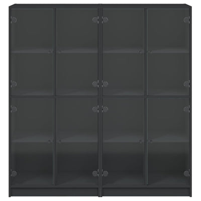 bogreol med låger 136x37x142 cm konstrueret træ sort