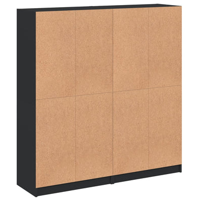 bogreol med låger 136x37x142 cm konstrueret træ sort