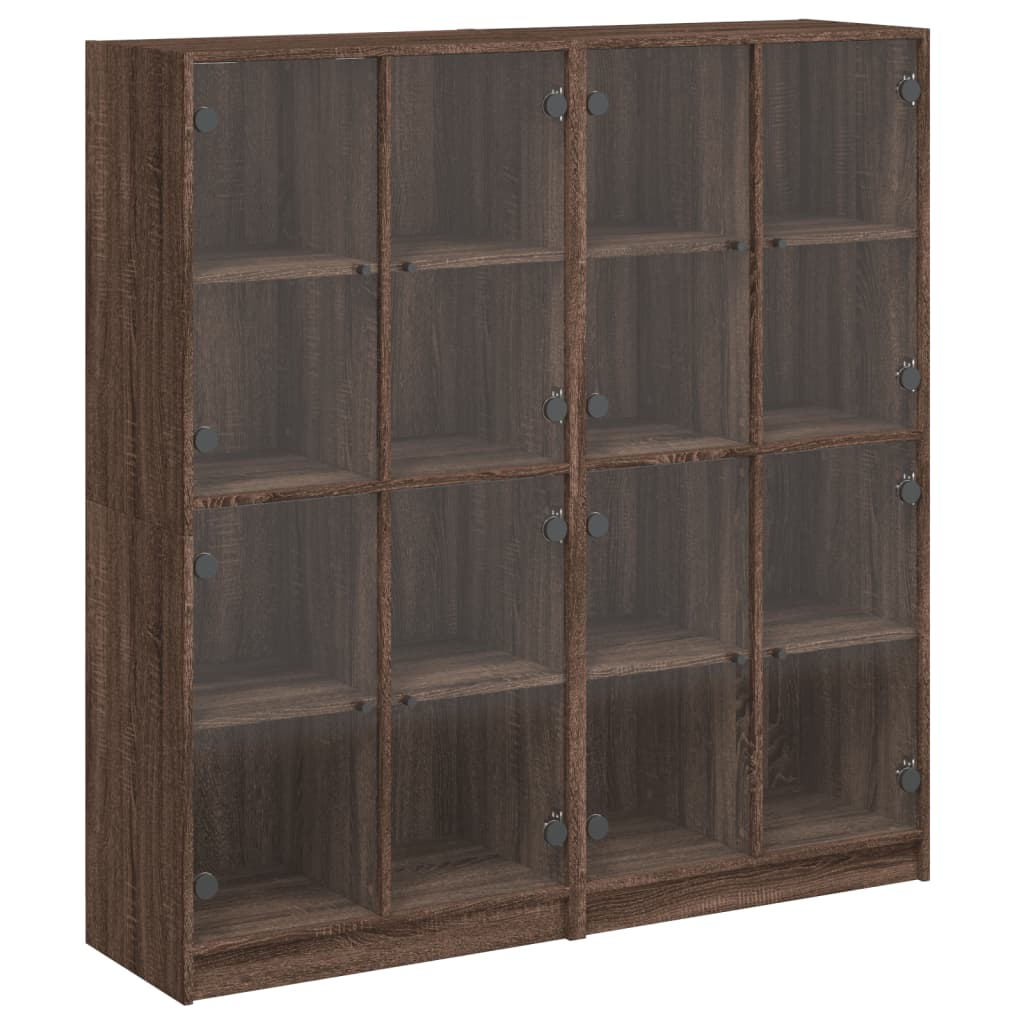 bogreol med låger 136x37x142 cm konstrueret træ brunt eg