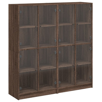 bogreol med låger 136x37x142 cm konstrueret træ brunt eg