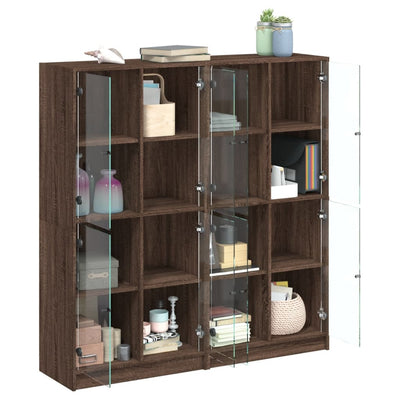 bogreol med låger 136x37x142 cm konstrueret træ brunt eg