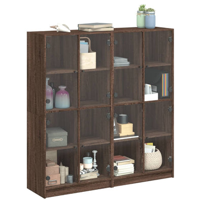 bogreol med låger 136x37x142 cm konstrueret træ brunt eg