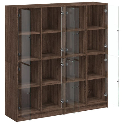 bogreol med låger 136x37x142 cm konstrueret træ brunt eg