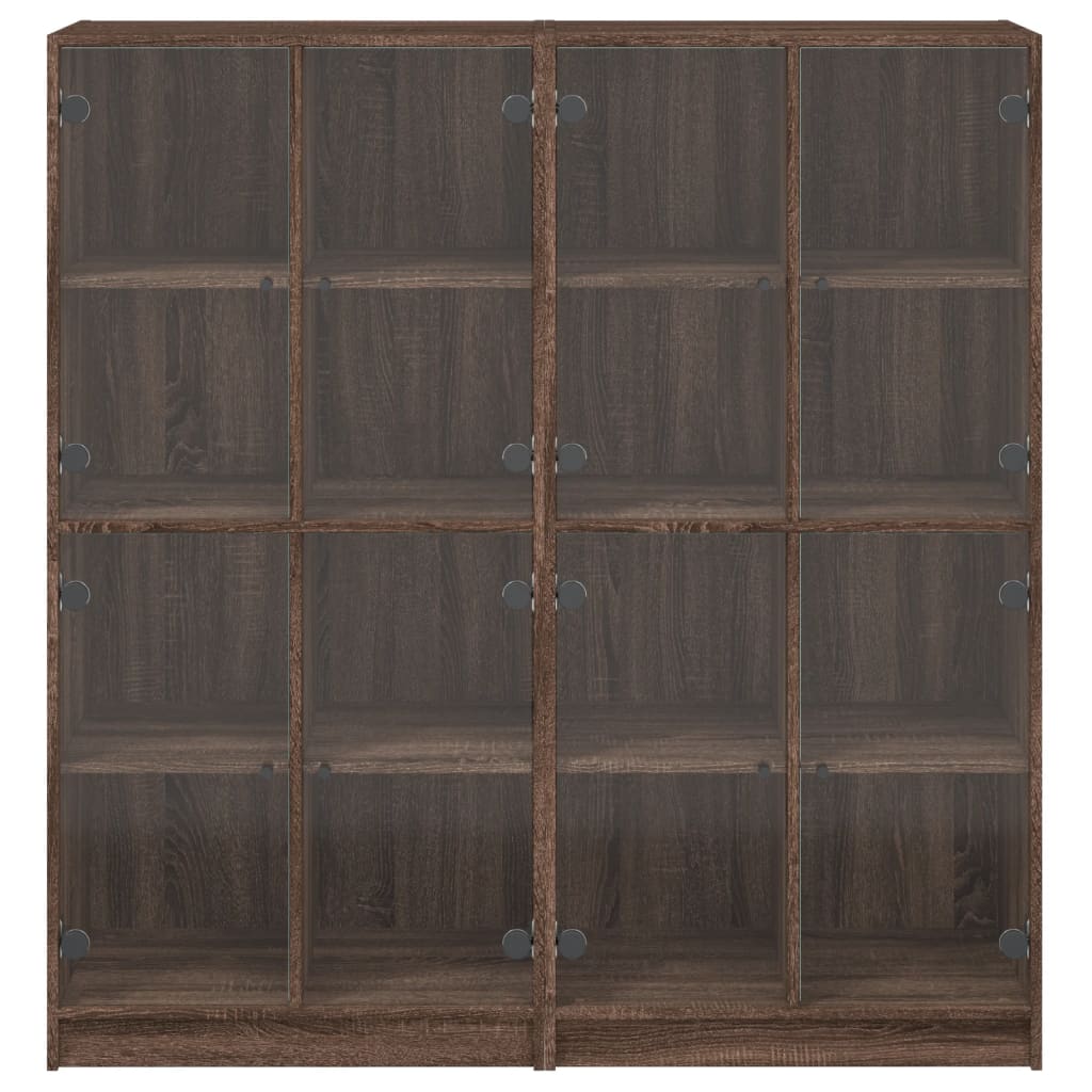 bogreol med låger 136x37x142 cm konstrueret træ brunt eg