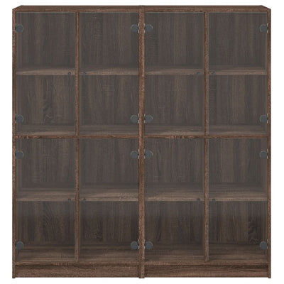 bogreol med låger 136x37x142 cm konstrueret træ brunt eg